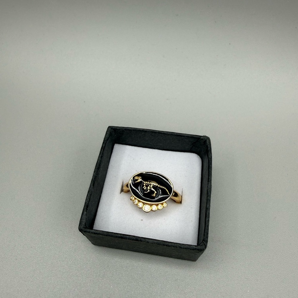 Little rooms enamel T-Rex ring